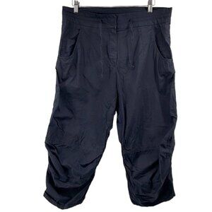 Annette Gortz crop pants cinched lagenlook black cotton elastic blend sz 10